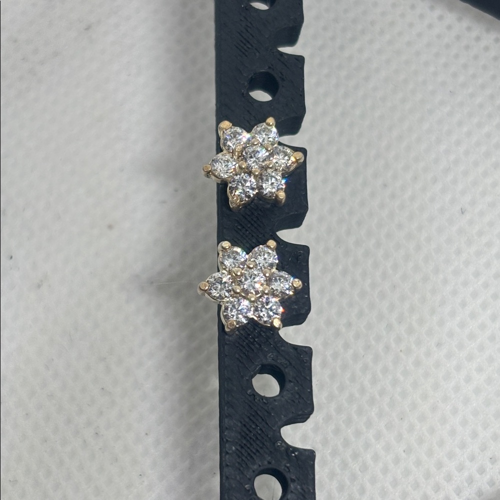 Vintage 925 Sterling Silver Sunburst/Flower CZ Earrings